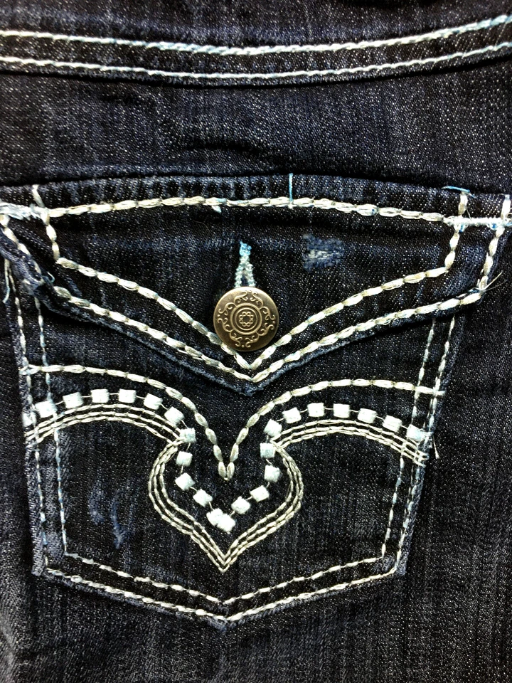 Minifalda Maurices Jean para mujer talla 7/8 azul denim puntada gruesa 5 bolsillos 30X12 Foto 4 de 4