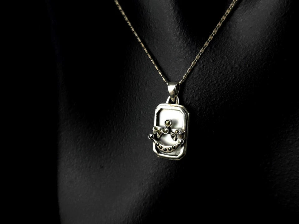 Anhänger Silber 925 Perlmutt weiß Markasit Kette - glitzernd & schimmernd - Bild 4 von 4