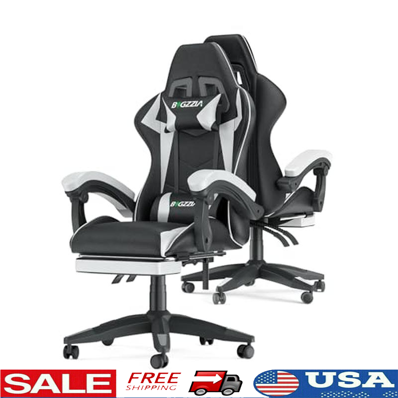 Ergonomic Gaming Chair W/ Footrest 360° Swivel Adjustable Reclining Support New-image