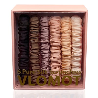 VLOMOT 6 Pcs Set 100% Pure Mulberry Silk Hair Scrunchies  display picture 1