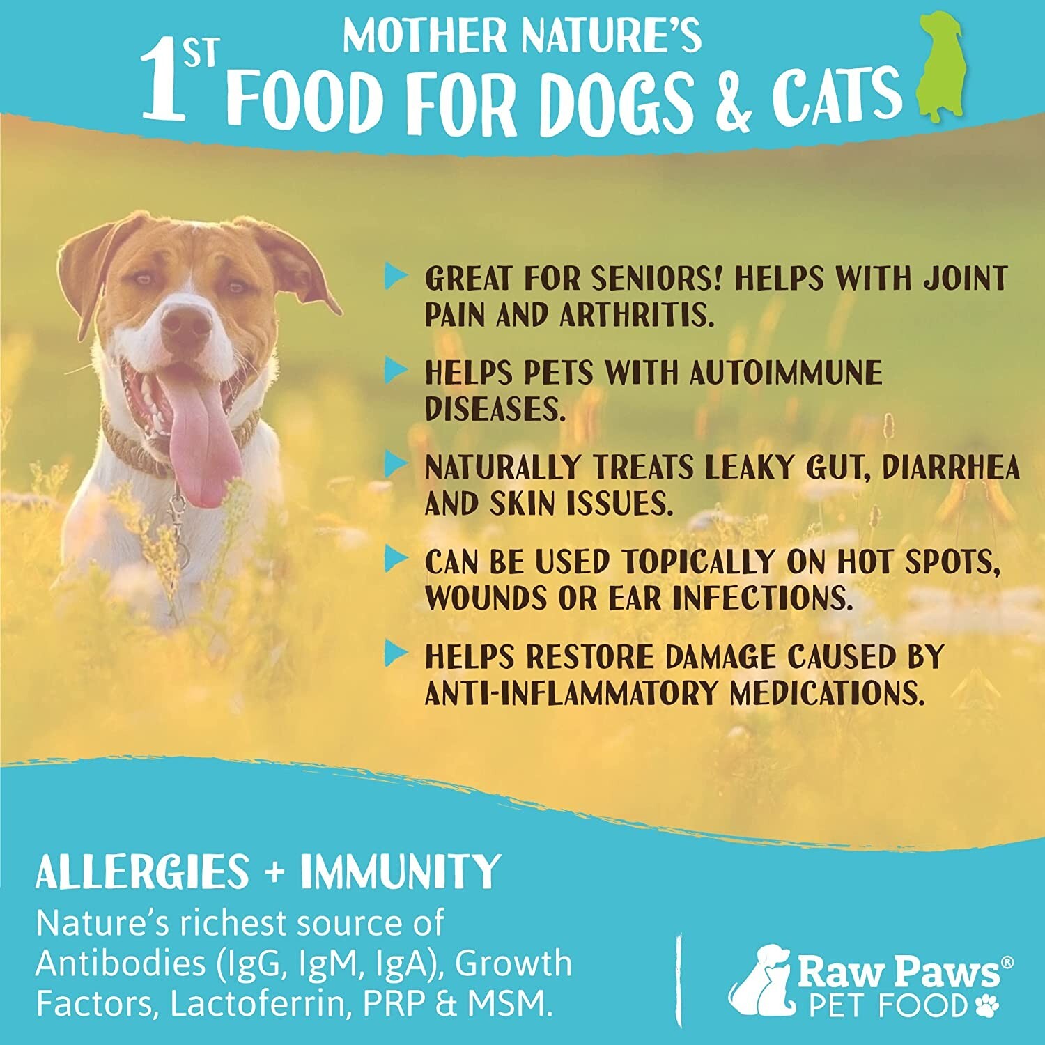 Raw Paws Pet Bovine Colostrum for Dogs Allergies & Immune Support, 5oz