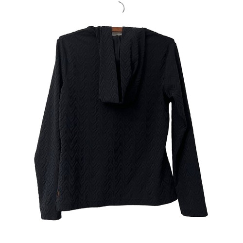 Lucy Activewear Womens Black Geometric Textured 1/4 Zip Pullover Hoodie SZ M - Picture 3 of 5