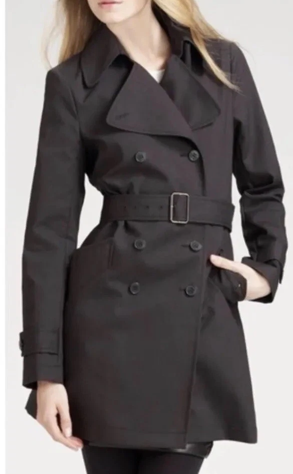 Theory black trench coat shop