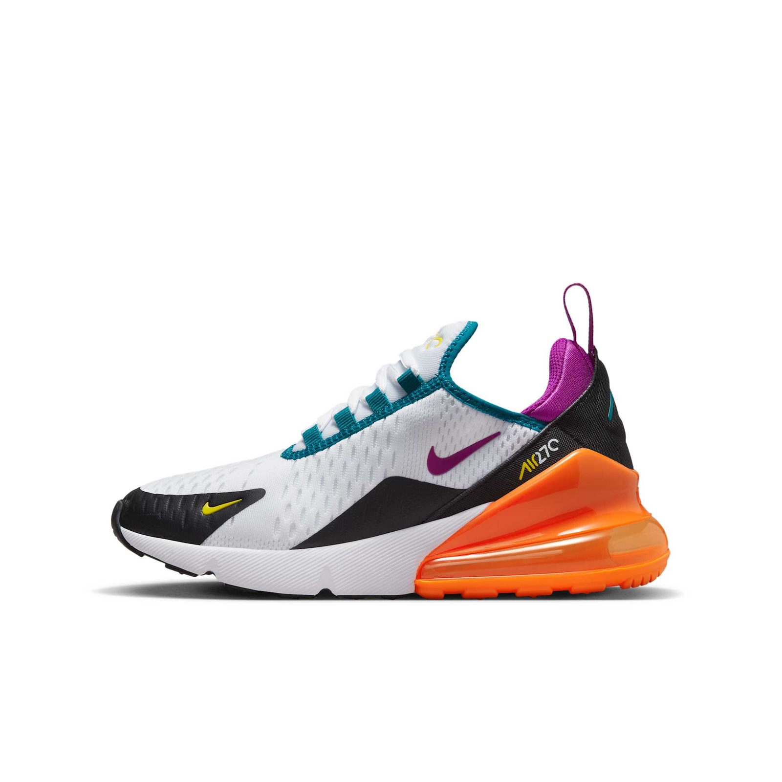 [FD0299-100] GRADE SCHOOL NIKE AIR MAX 270 GS WHITE ORANGE PURPLE