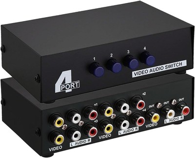 4-Port AV Switch RCA Audio Video Switcher Selector 4 in 1 Out for DVD TV Box STB