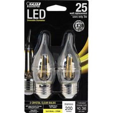 Feit Electric Clear Medium Base LED Decorative Bulb 2.2W 120V 200 lm. 2700K, 1.3