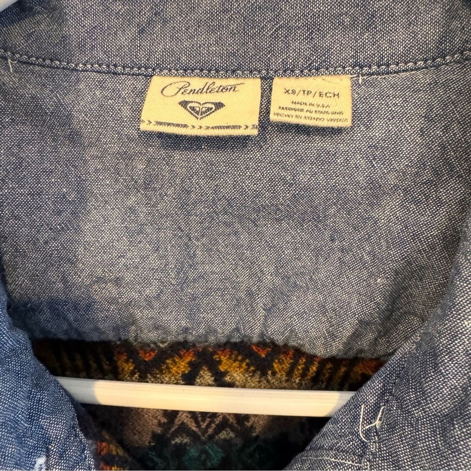 ROXY PENDLETON TWO TIMER AZTEC WOOL PRINT CHAMBRA… - image 4