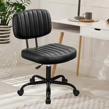 Armless Office Desk Chair, Small Height Adjustable Computer Task Chair with L...