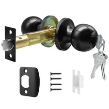 TPard 5" Backset Latch Keyed Entry Door Knob with Lock and Key, Standard Squa...
