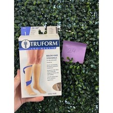 Truform 20 30 mmHg Beige Below Knee Compression Stockings Large Closed Toe