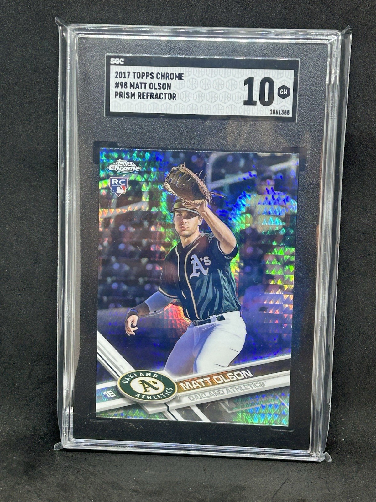 2017 Topps Chrome Prism Refractor Matt Olson #98 (RC) SGC 10 Sh