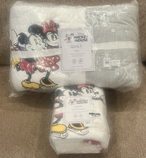 Pottery Barn Kids Disney Mickey Mouse Holiday Twin Quilt Euro Sham, Christmas