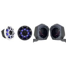 Kicker 51MSC65 6.5" Premium Marine LED Speakers and Rear Speaker Pod 6.5in Co...