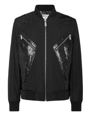 PHILLIP PLEIN Nylon Bomber LS With Python Inserts, Herren Jacke, Gr. M (PP