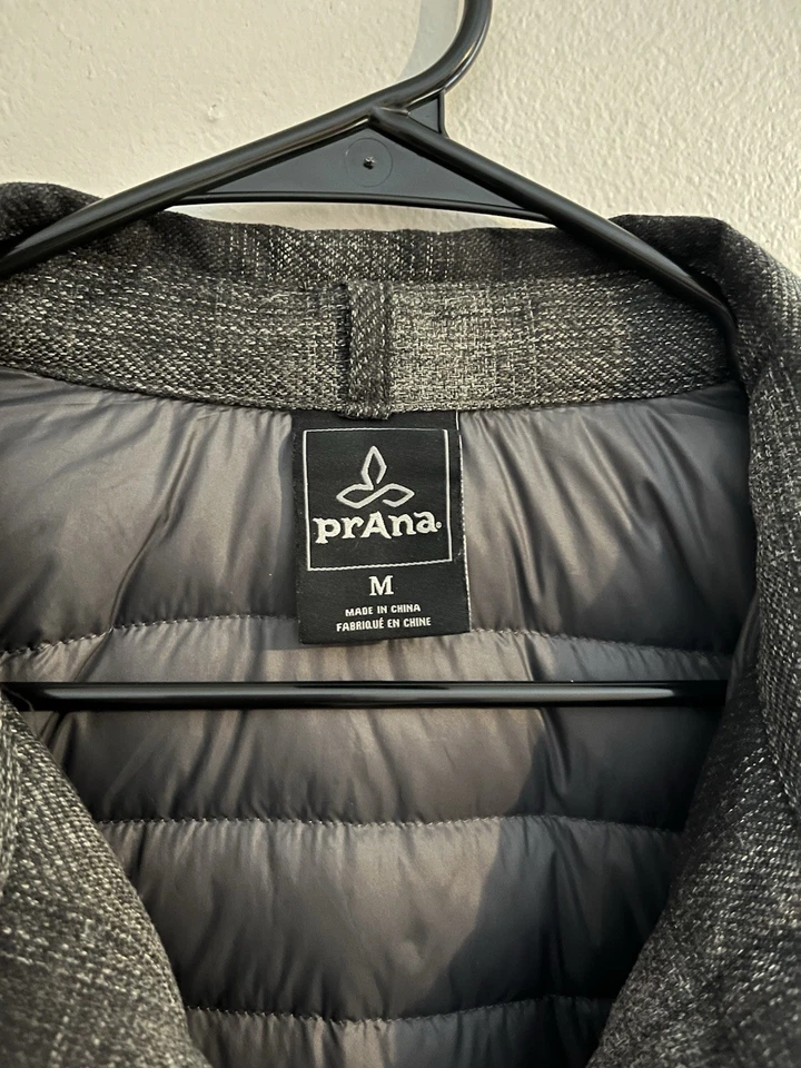 Chaqueta PrAna Para Hombres Gris Medio A Cuadros Showdown Aislada Abrigo a Presión Chaqueta Foto 3 de 4