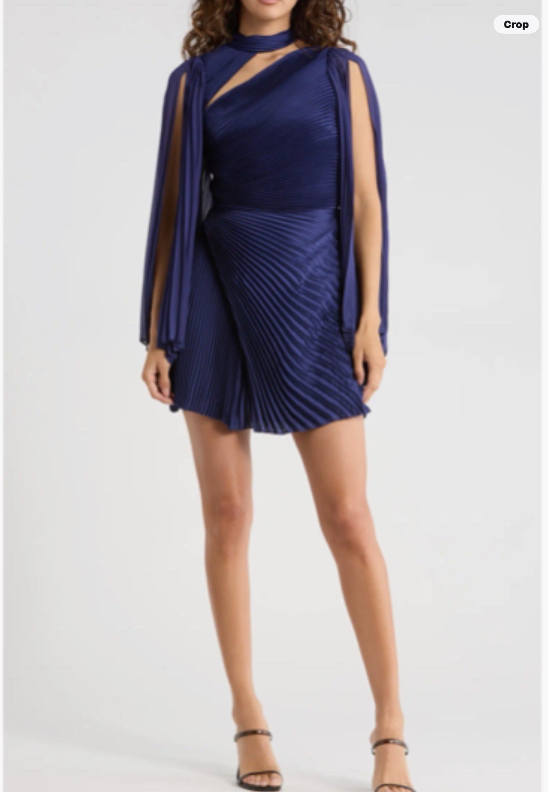 Alice + Olivia Aurelie Pleated Cape Fit/Flare Minidress Midnight Blue Sz 10 NWT