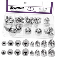 40Pcs 5 Sizes M4 M5 M6 M8 M10 Steel Metric Acorn Cap Nuts 304 Stainless
