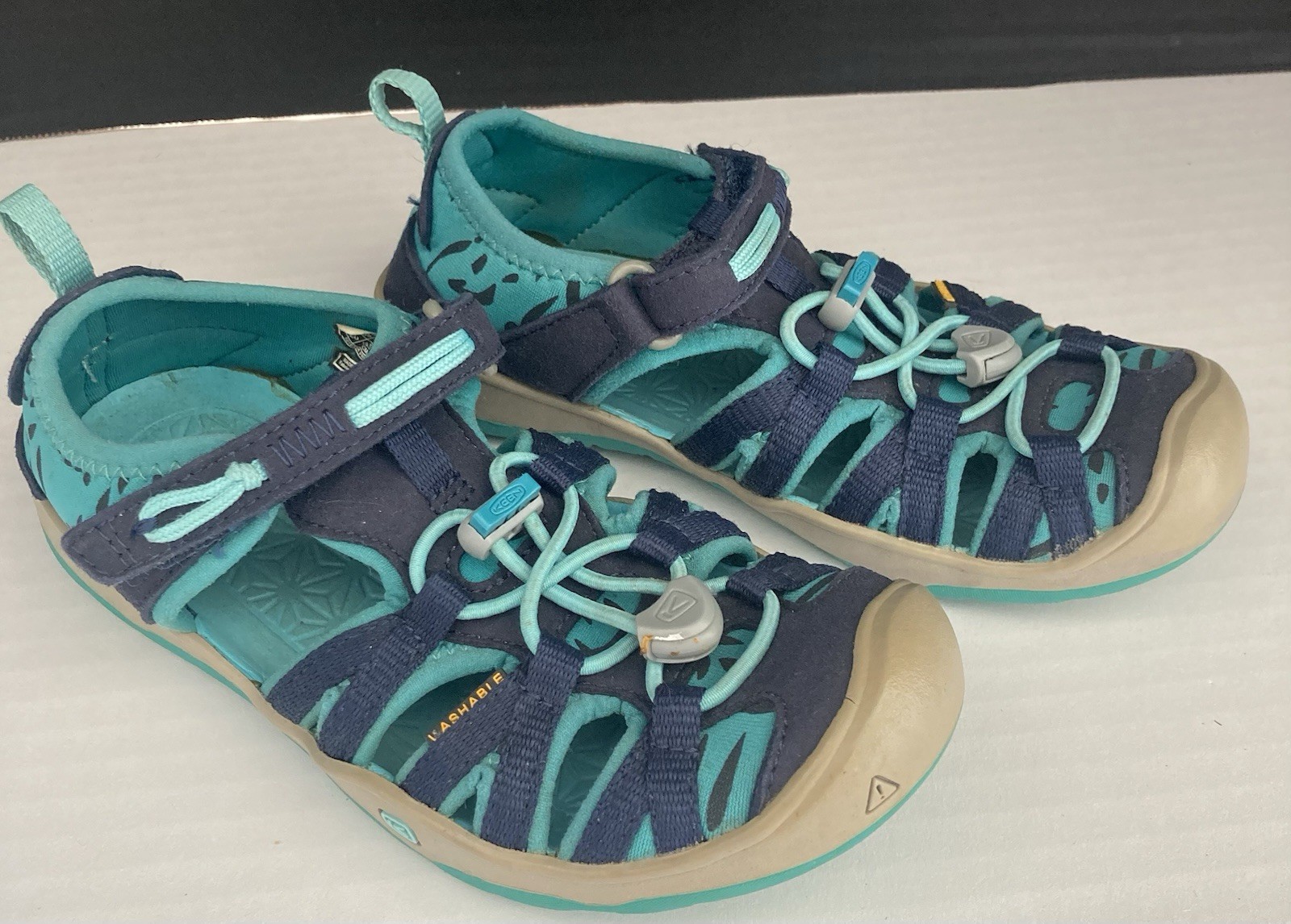 Sandali Keen Moxie scarpe da trekking acqua bambini taglia 12 blu verde acqua outdoor punta chiusa