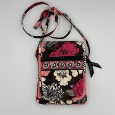 Vera Bradly Crossbody Purse retired Mocha Rouge Brown Pink Floral
