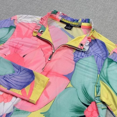 Jamie Sadock Sunsense 1/4 Zip Pullover Womens Small Multicolor 3/4 Sleeve Golf