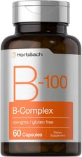 B-100 Complex | High Potency B Vitamins | 60 Veg Capsules | Non-GMO, Gluten Free