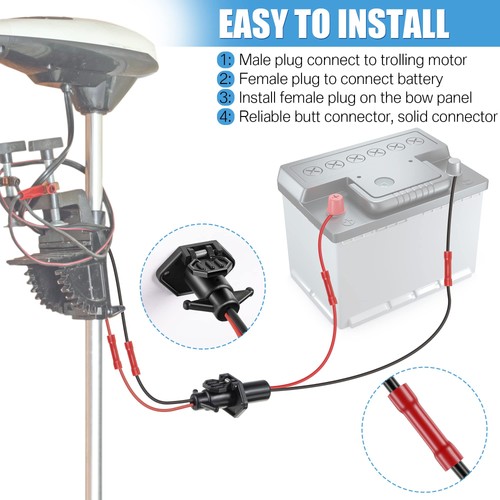 Saillong Trolling Motor Plug, Trolling Motor Plug Receptacle,12V Male & Femal... - Picture 6 of 8