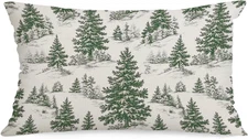 Christmas Pillow Cover 20X12 Inch Winter Forest Pine Trees Throw Pillows Xmas 