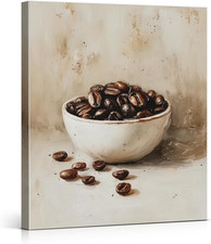 Vintage Coffee Beans Kitchen Wall Art Decor Neutral Cafe Print Picture Rustic Wa