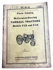 Vintage McCormick Deering TC-9-A Farmall F-12 F-14 Tractor Parts Catalog