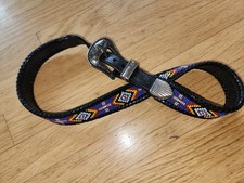 Vintage 1991 Seed Bead Black Leather Belt Silver Native Western Colorful Size 32