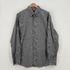 Jhane Barnes Shirt Mens Large Gray Classic Fit Abstract Pattern 100 Cotton