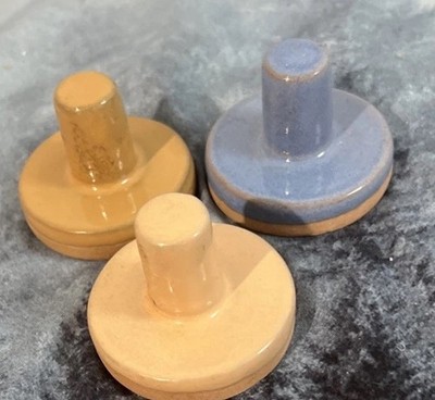Ceramic Terra Cotta Cookie Stamps Presses - Set of 3 Measure 2'' Wide Vintage