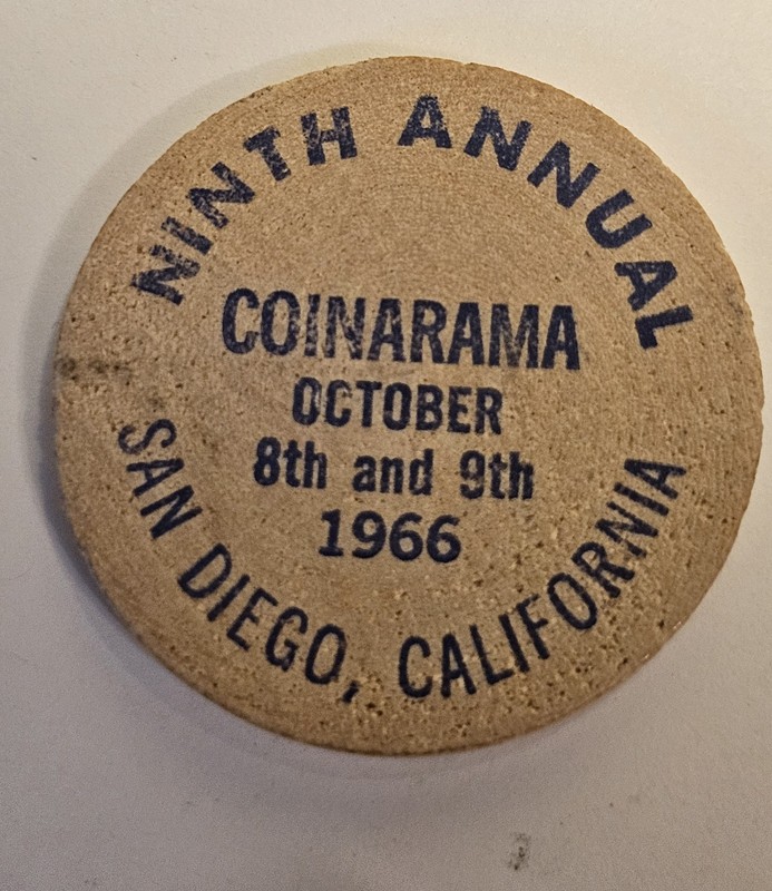 1966 San Diego Coinarama Wooden Nickel #1643