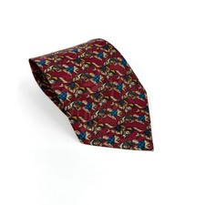 Vintage 90s Gio Galanti Maroon Greyhound Dog Racing Novelty Wide Necktie