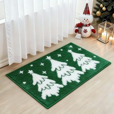 Christmas Bathroom Rugs Winter Green Xmas Pine Tree Bath Mat for Bathroom Ext...