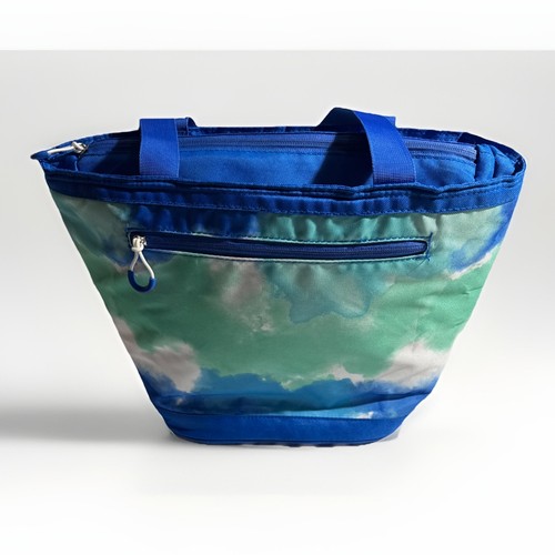 Sun Squad 16qt Cooler Tote Tie Dye Blue Zip Compartments Handles Insulated Bag