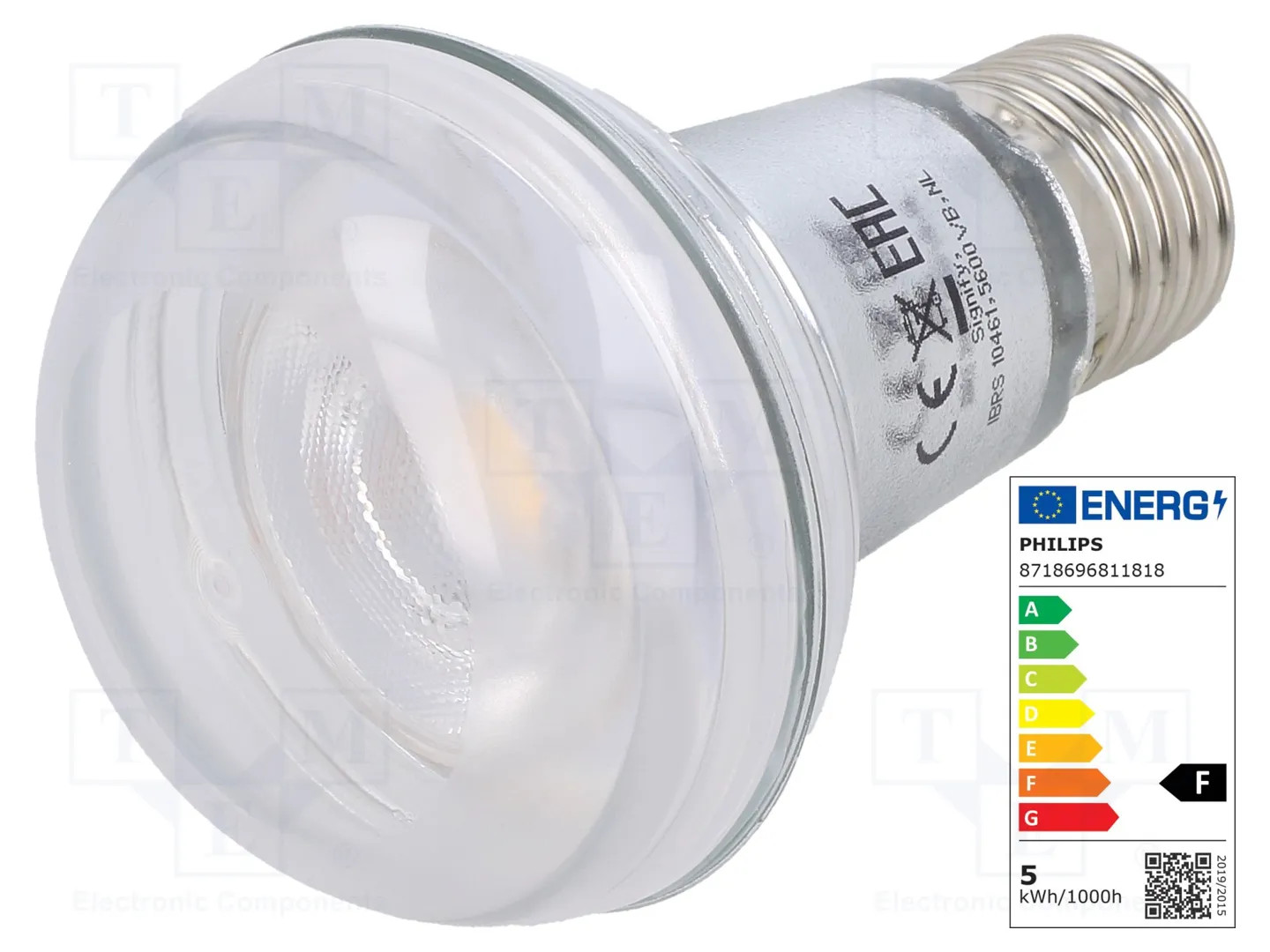 LED lamp; white warm; E27; 230VAC; 345lm; P: 4.5W; 36°; 2700K