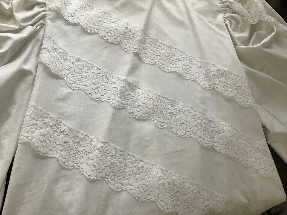 Vintage Recollections Blouse Puff Sleeve Victorian Lace White Princess Size S - Image 4 of 4