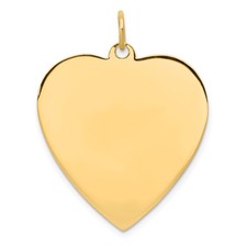 14k Yellow Gold Heart Pendant for Women Polished Engravable Charm Necklace