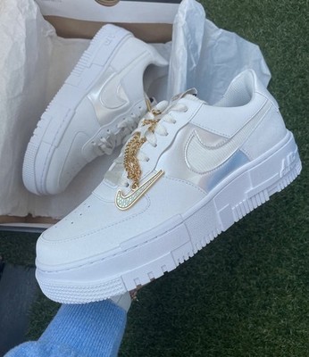 Nike Air Force 1 Pixel Summit White Gold Chain Neu In OVP 37,5