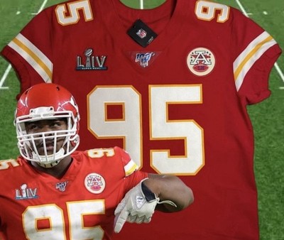 XL 48 Chris Jones #95 Vapor Elite Jersey Red Super Bowl 54 LIV Chiefs