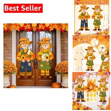 2-Pc Fall Scarecrow Hanging Signs for Thanksgiving Porch Decor - Rustic Charm