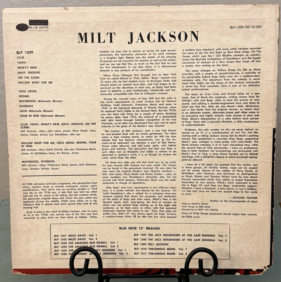 Milt Jackson & Thelonious Monk Quintet – Vintage Jazz Vinyl LP Record - Image 2 of 4