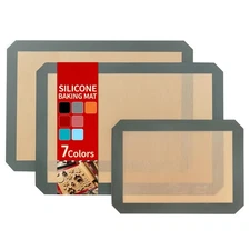 Silicone Baking Sheet Set, 2 Half 1 Quarter Mats, Nonstick Durable, Gray