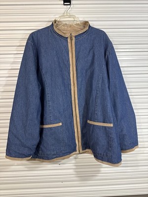 Vintage Silhouettes Women s XXL Reversible Denim/Suede Leather Chore Coat