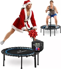 Indoor Rebounder Trampoline for Adults with Handle Bar & Jump Counter – Folda...