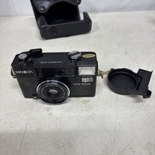 vtg Minolta Hi-matic af2 35mm point and shoot compact film camera w/leather case