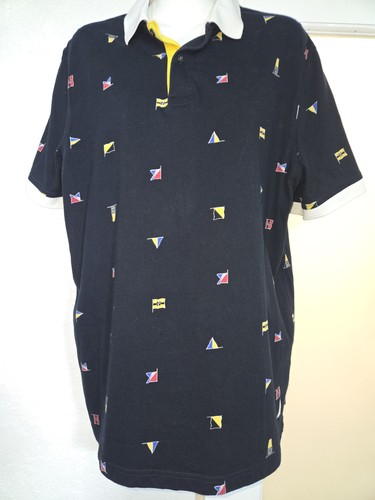 Vintage Nautica All Over Print Polo Shirt With Nautical Flags