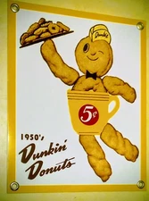 Dunkin Donuts sign.. '50's Logo .. nostalgia sign.. FREE Shipping on any 8 signs