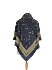 Sciarpa Tristano Onofri vintage nero oro stampa logo bordo a righe Italia #A31